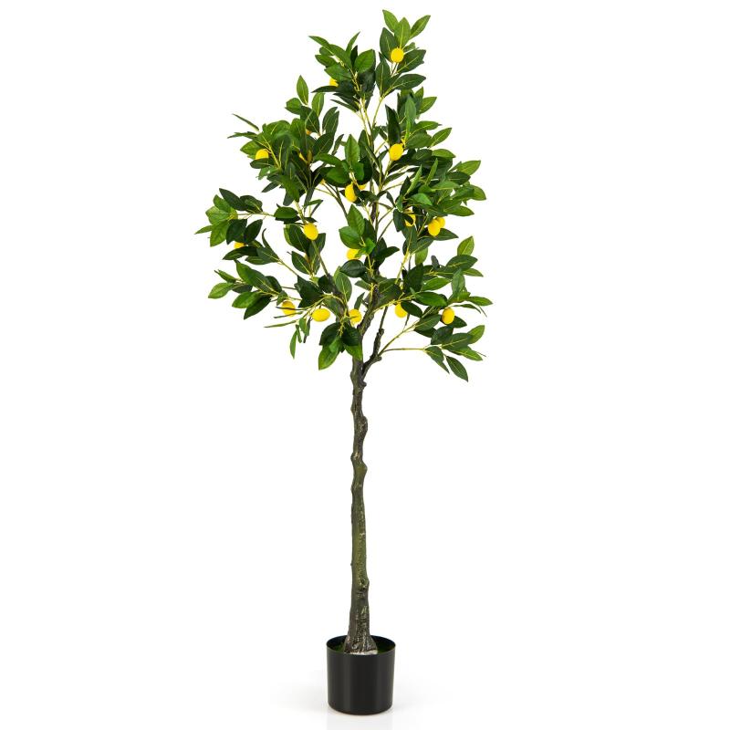 TANGKULA 観葉植物 フェイク レモンの木 フェイクグリーン 人工観葉植物 造花 インテリア 室内 屋外 フェイク植物 人工 観葉植物 水やり不要 枯れない 盆栽植物