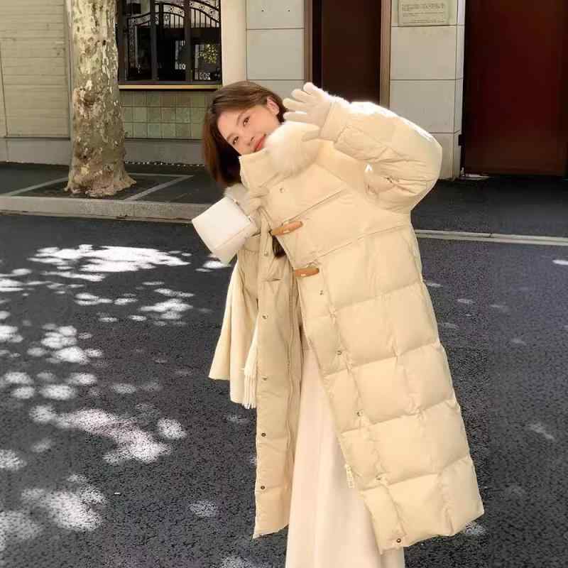落ち込む厚地の外套 レディース 冬 中長丈 ボンネット付き添い人 大毛領 朦々たる 白間鴨落ち込む 保温 防寒 可愛らしい 今めかしい 心地好い 日常使い走り