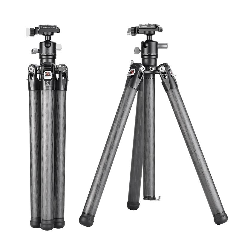 SWFOTO スマホスタンド カメラ三脚 コンパクト トラベル 携帯 カーボン 軽量 フレキシブル アルカスイス 小型三脚付自由雲台