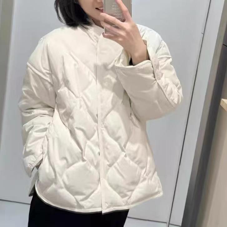 レディース 落ち込む上衣 ゆったり影ぼうし 斜方形透かし彫り キルティング 生あたたかい アウター 秋用 軽さ 防寒 厚地の外套 トップス 相応う