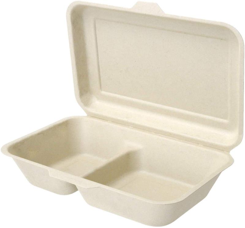 ストリックスデザイン 使い捨て 弁当箱 仕切り付き 25枚 24×16.5×6.5cm 未晒し 耐水・耐油加工で染みにくい テイクアウト容器 おしゃれ レンジ対応 バガスモールド さとうきびの搾りかす 業務