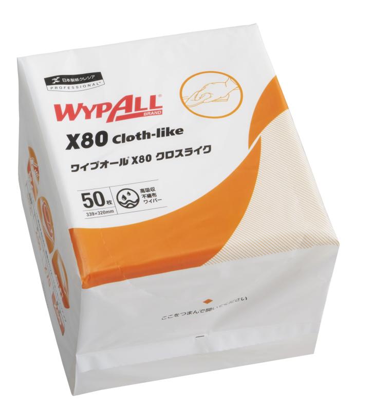 クレシア ワイプオール X80 4つ折り 50枚/パック 厚手タイプの毛羽立ちにくい不織布ワイパー 60585 (リニューアル版)|日用雑貨 RISE店