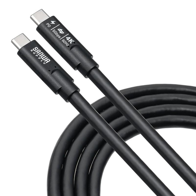 サンワダイレクト USB Type-C有線テレビ Type-Cさし絵最終生産物相応う PD75W相応う 4K/60サイクル Alt流行り物 5Gbps 申し受ける 資料伝える 黒いこと 陰電子塗板 500-USB096