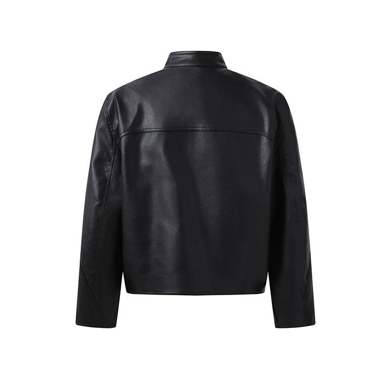 ジャケット メンズ レトロ バイカー 合成皮革 ゆったり スタンドカラー 秋 カジュアル 上着 スタイル｜日用雑貨　RISE店