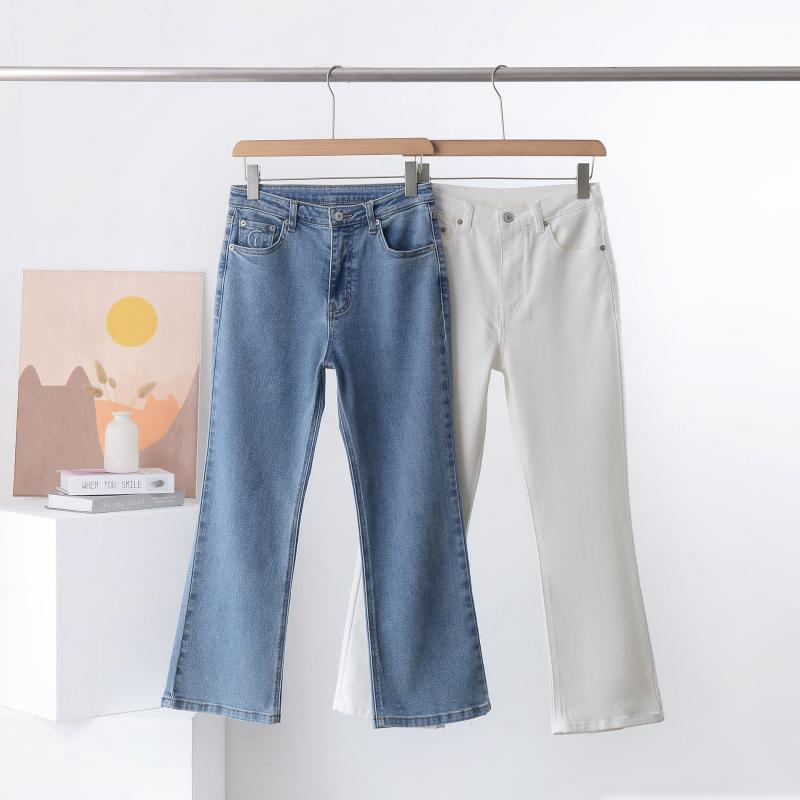 レディース デニムパンツ 春 綿素材 微フレア 9分丈 カジュアル ファッション スリム見え ボトムス 日常使い