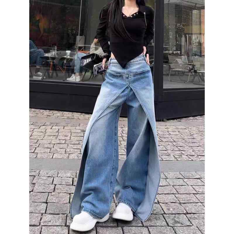 デニムパンツ 女性用 アメリカン レトロ ストレート ハイウエスト ワイドレッグ スリム ゆったり ファッション 通勤 普段使い デニム素材 ストレッチ 快適