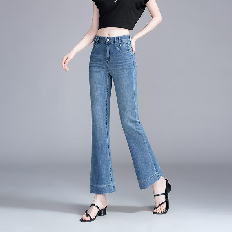 レディース デニムパンツ 春夏 韓国 シンプル 軽いフレア スリムフィット スタイリッシュ 脚長効果 スリム効果 カジュアル デニム素材 日常使い ストレッチ性