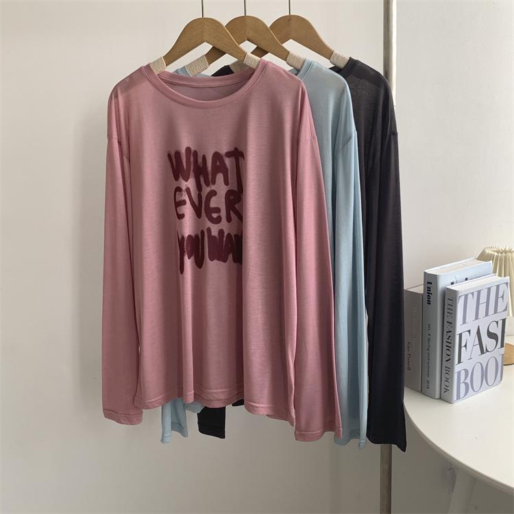 長袖 Tシャツ 夏 薄手 シースルー 花柄 アルファベット グラフィティ プリント 接触冷感 部屋着 外出用 リラックス 普段使い トップスx2