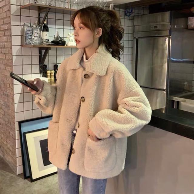 レディース 秋冬 ゆったり パーカー 厚手 羊毛風 暖か アウター カジュアル フード付き 小柄 対応 リラックス スタイル ボリューム 感 防寒 フリース ライク 素材x2