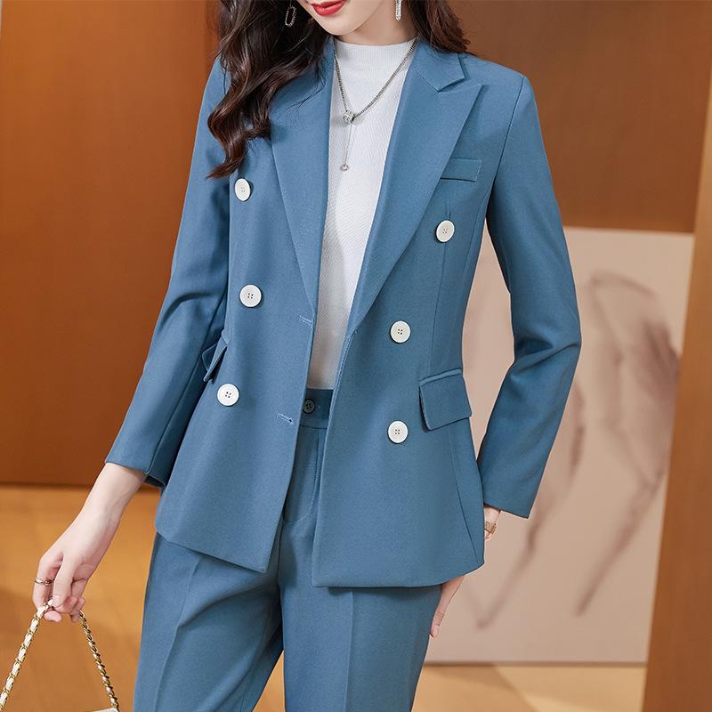 レディース 秋冬 商行為背広 セットアップ 上衣 ズボン下 フォーマル 技能服 通い用 流行り物 トップス ボトムス 厚地の外套風 生あたたかい原材料x2