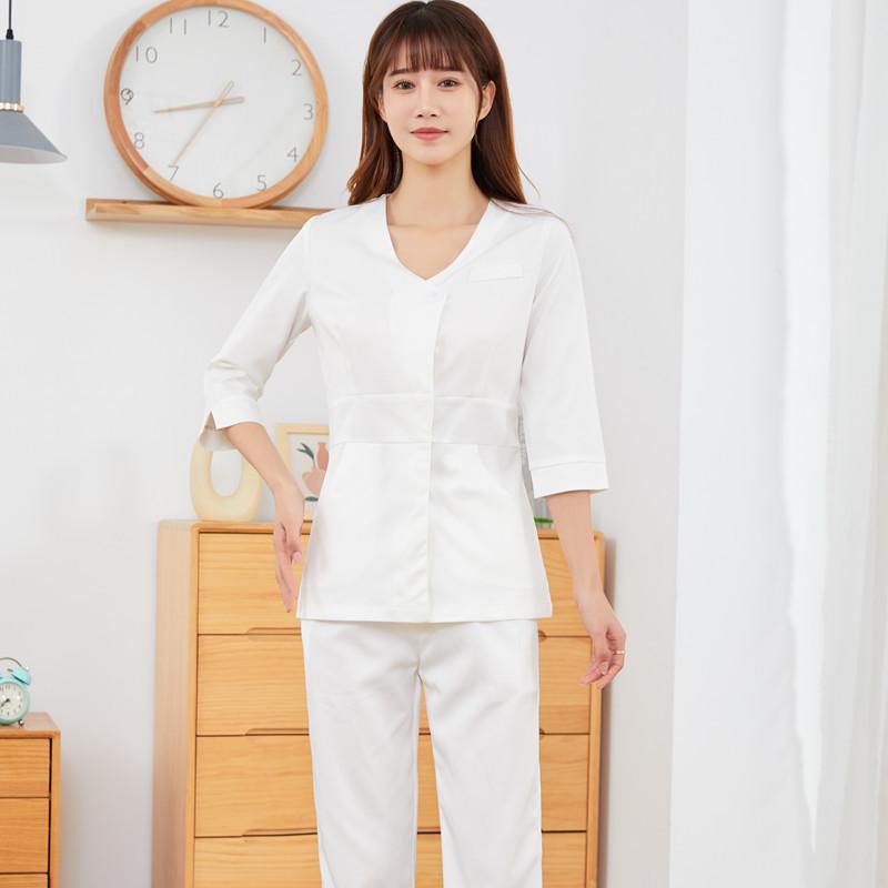 美容師 白衣 お上さん用 書き割り 制服 人はだ世話をする エステ 進め方服 韓国  分かりやすい 白いこと 身ぎれい感 好いたらしい 相応うx2