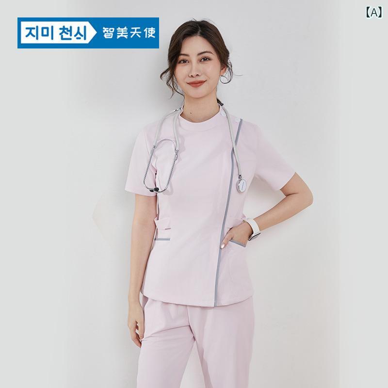 看護服 女性用 セパレート セット 軽量 高級感 夏用 医療美容 フロント 歯科 産後ケア 美容サロン 作業服 ユニフォーム 制服 通勤 普段使い 吸湿速乾 綿素材 シンプル