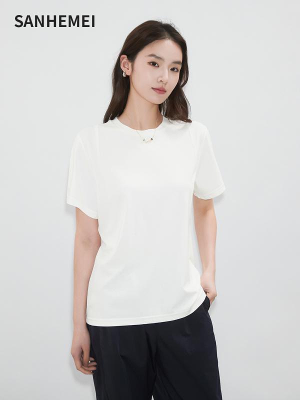 レディース 半袖 Tシャツ 春夏 丸首 カジュアル ベーシック 無地 落ち肩 ゆったり シンプル トップス 普段使い