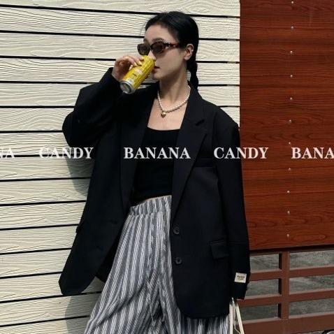 テーラードジャケット レディース ゆったり影ぼうし 心地好い 韓国 春 軽さ 伸ばすこと 黒いこと ベージュ デイリー使い走り 通い トップス 合わせ分かりやすい ビッグ影ぼうし V素っ首 名取り草付き添い人