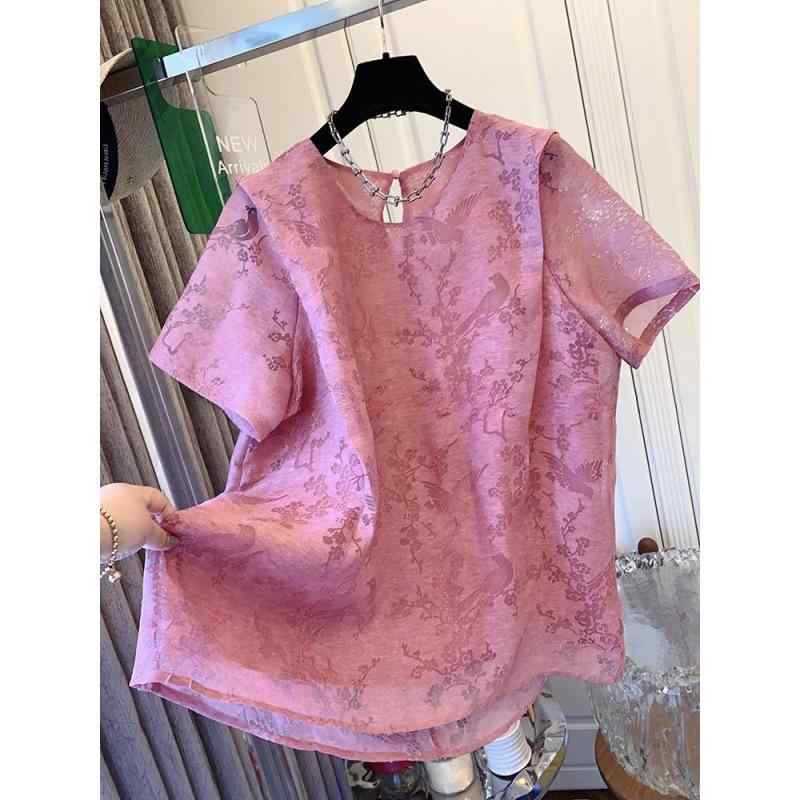 レディース 短袖 Tシャツ ゆったり トップス 高級感 中華風 夏用 美しい 日常使い カジュアル 軽量 吸湿速乾