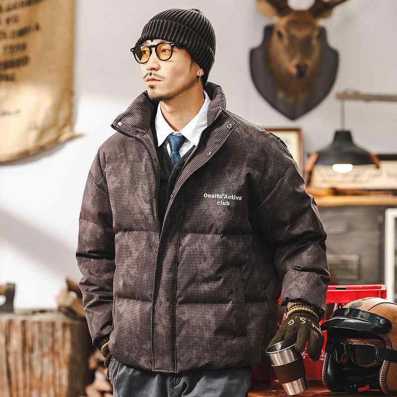 メンズ ダウンジャケット 冬用 厚手 鴨ダウン レトロ アメリカンスタイル ボリューム シルエット パフ 暖か 防寒 軽量 アウター ビンテージ ファッション