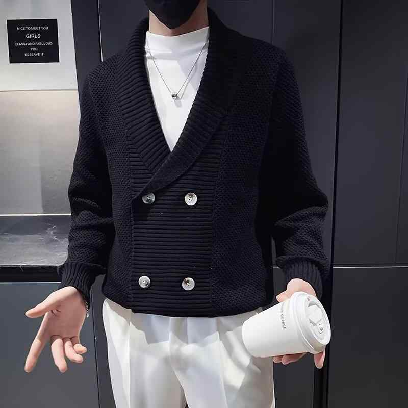 メンズ ニット カーディガン 春秋 ビジネス カジュアル スリム Vネック 若者 アウター 通勤 普段使い オフィス レイヤード 軽量 伸縮性 暖か素材