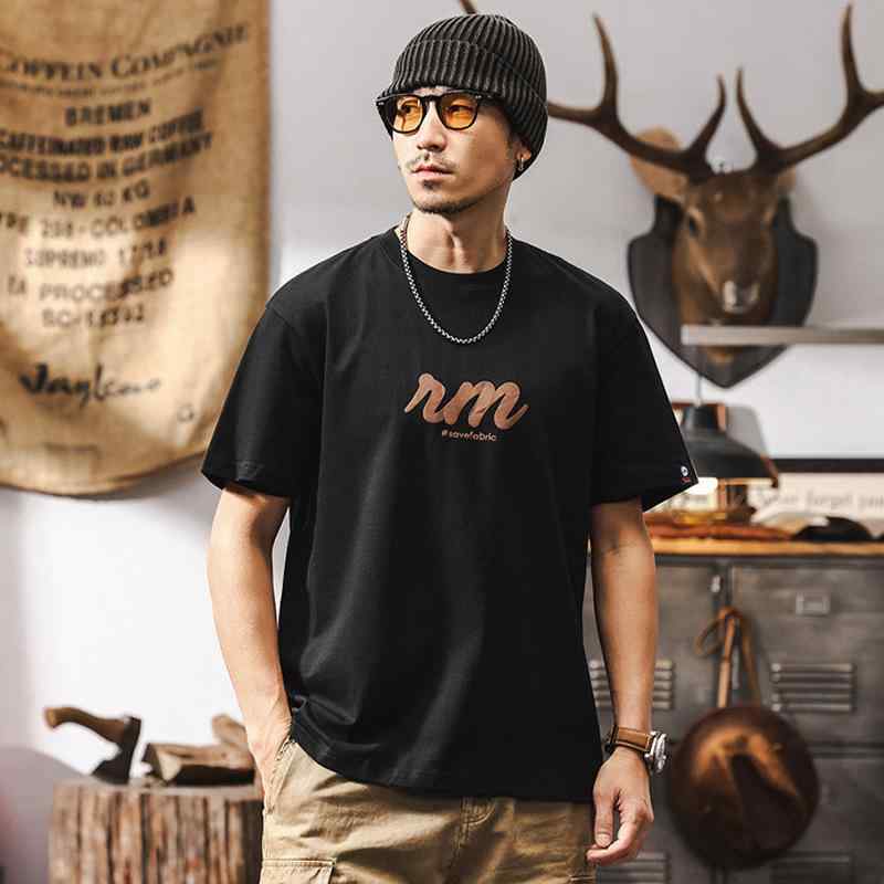 Tシャツ メンズ 短袖 夏用 レトロ ゆったり アルファベットプリント カジュアル トップス 綿100 フィット ストリートスタイル 普段使い 軽量 通気性 吸湿速乾
