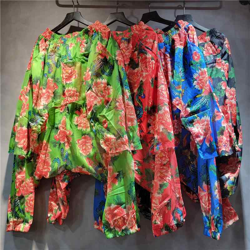レディース ワイドパンツ レトロ 花柄 切り替え アシンメトリー 夏用 カジュアル ゆったり 快適 普段使い 軽量 コットン混 ブラック ベージュ