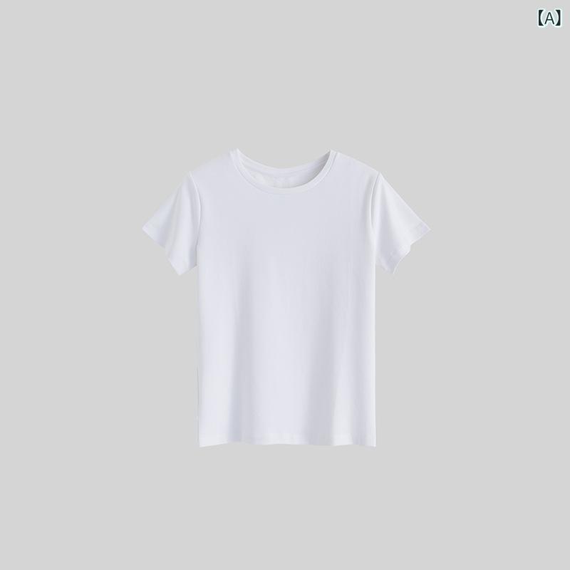 レディース 夏 クルーネック Tシャツ 性 高級感 スリムフィット スタイリッシュ フェミニン トップス カジュアル 日常使い 軽量 伸縮性