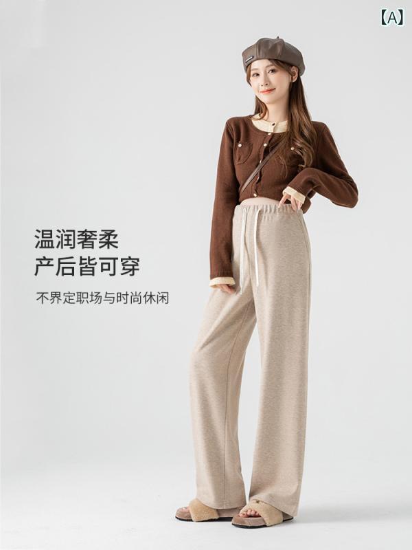 パンツ レディース ニット ワイドレッグ 妊婦用 春秋 カジュアル ワークスタイル スリム 快適 伸縮性 ゆったり 柔らかい 素材 日常使い