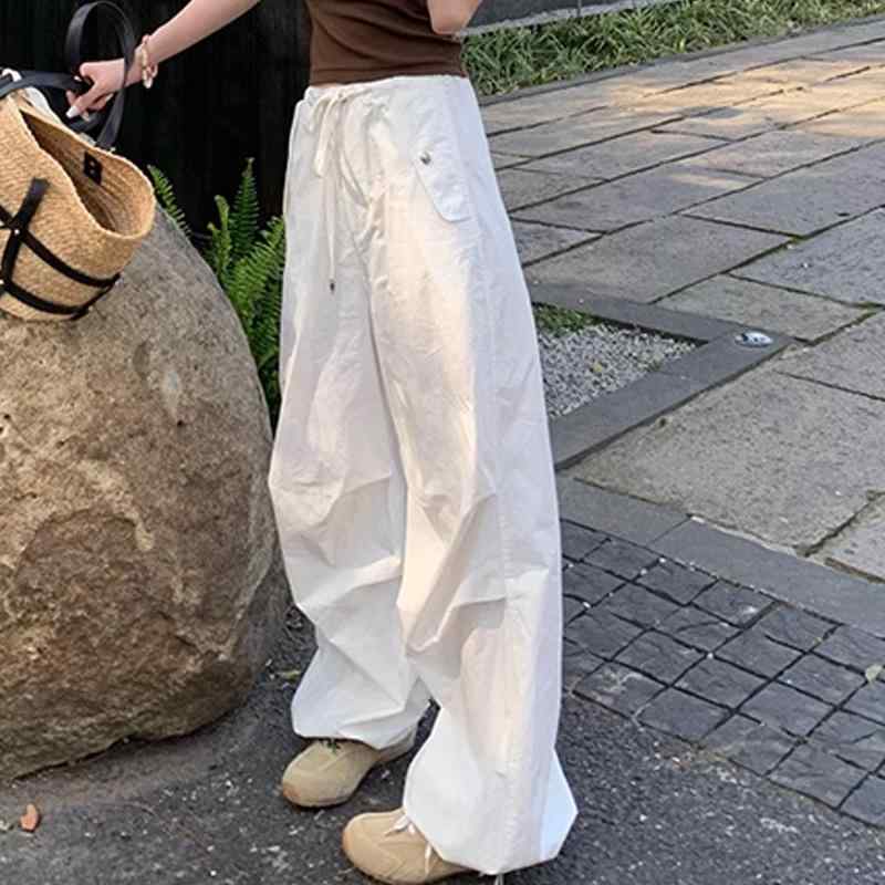 パンツ カジュアル ミリタリー ワーク パラシュート ゆったり スリム 低身長対応 ホワイト 普段使い
