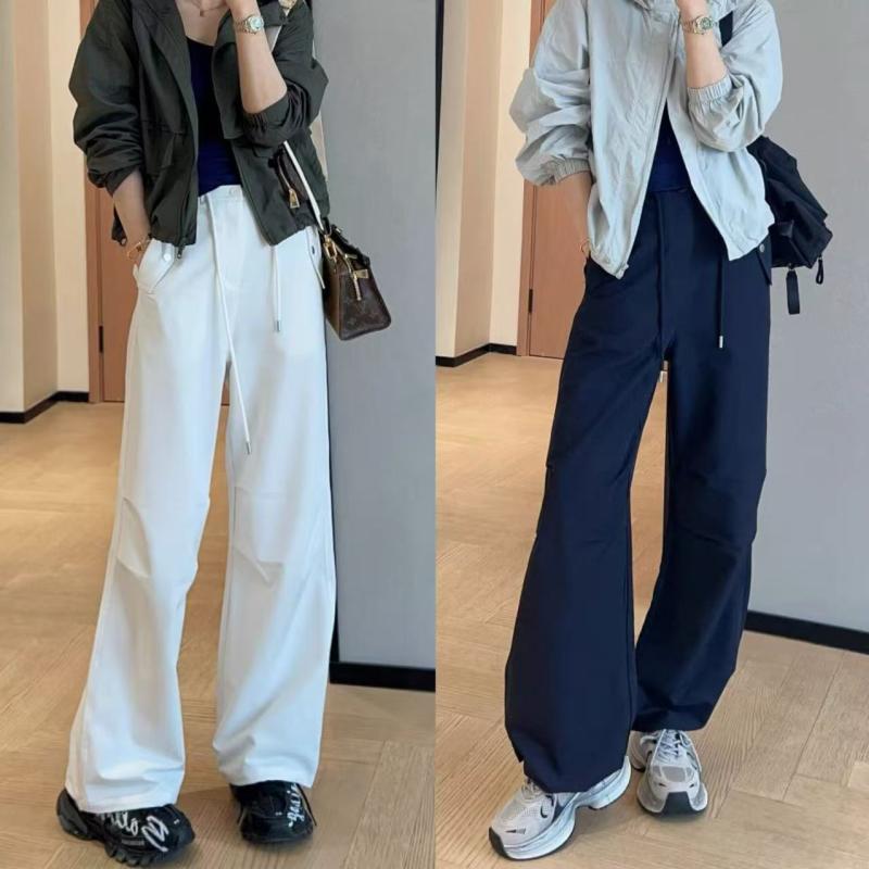 パンツ レディース 春夏 シワ防止 薄手 ワイドレッグ 裾絞り ワーク カジュアル ズボン ゆったりシルエット 軽量 普段使い 伸縮性 ボトムス ミリタリースタイル