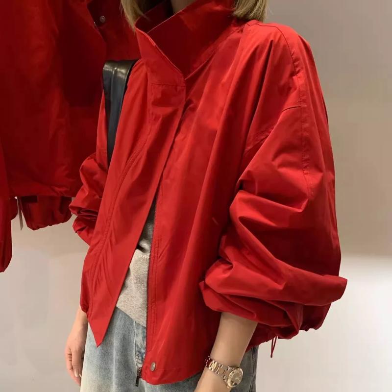 ジャケット レディース 春夏 ショート丈 スタンドカラー ゆったりシルエット カジュアル UVカット 防風 吸湿速乾 軽量 アウトドア 普段使い