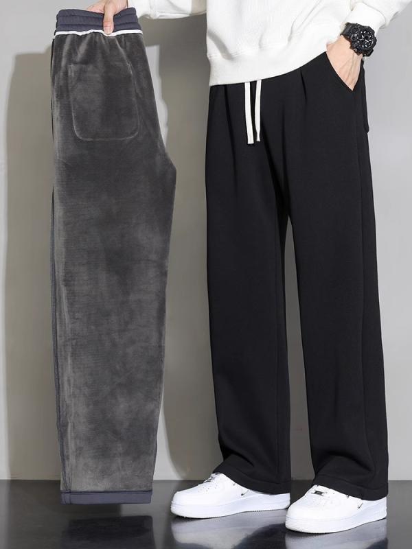 スウェットパンツ メンズ 秋冬 ワイドレッグ ストレート ゆったり 裏地付き スポーツ カジュアル ロング丈