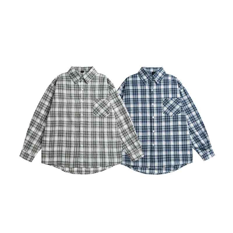シャツ 男性用 ゆったり 長袖 チェック柄 シンプル カジュアル スタイル フィット 秋 トップス