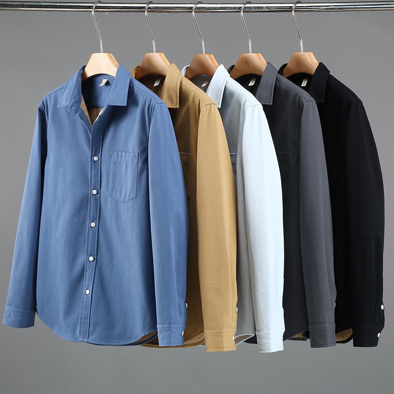 メンズ インナーシャツ 綿 起毛加工 厚手 保温 スタンドカラー シンプル 長袖 トップス 秋冬 暖か 日常使い ベースレイヤー