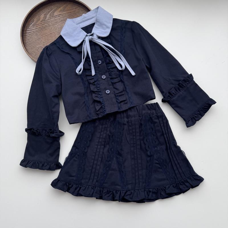 女の子 秋 蝶結び レース セットアップ かわいい 女児服 トップス スカート 組み合わせ