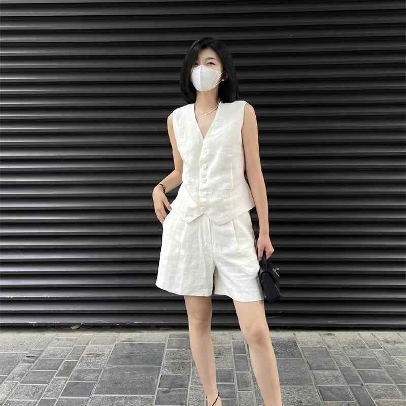 レディース 夏用 セットアップ ベスト ショートパンツ かわいい 軽量 吸湿速乾 コットン混 普段使い ビッグシルエット