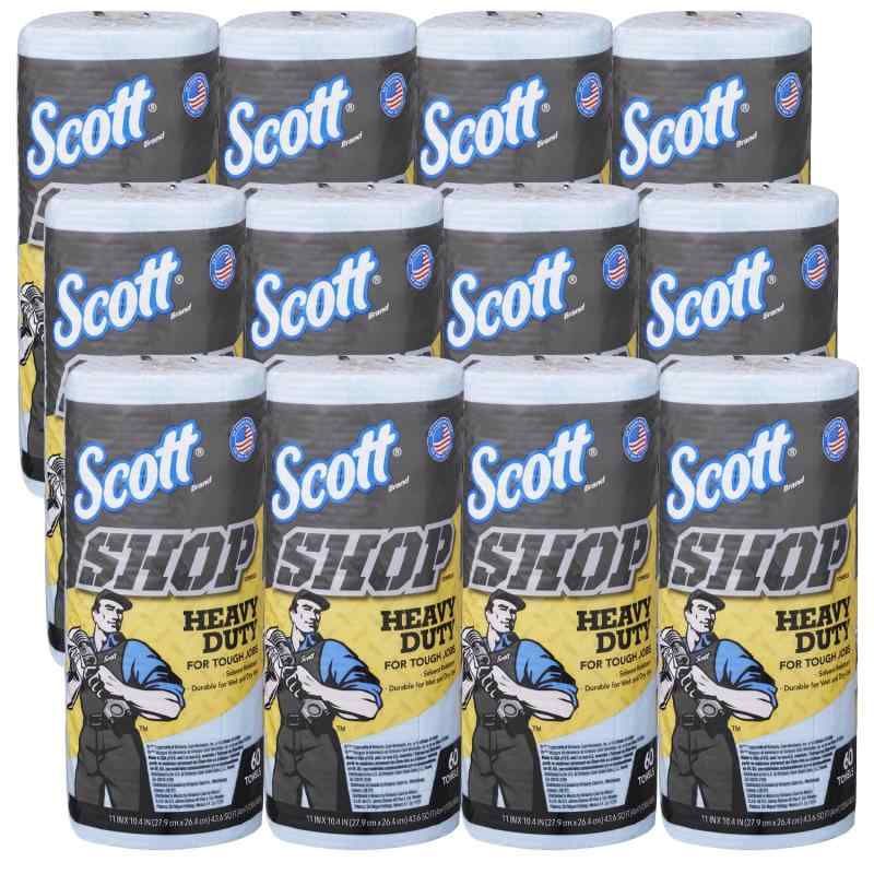 【ケース販売】 SCOTT プロショップタオル ヘビーデューティー (高強度な不織布素材・水に絞って使用出来る) 60枚/ロール×12パック 65710