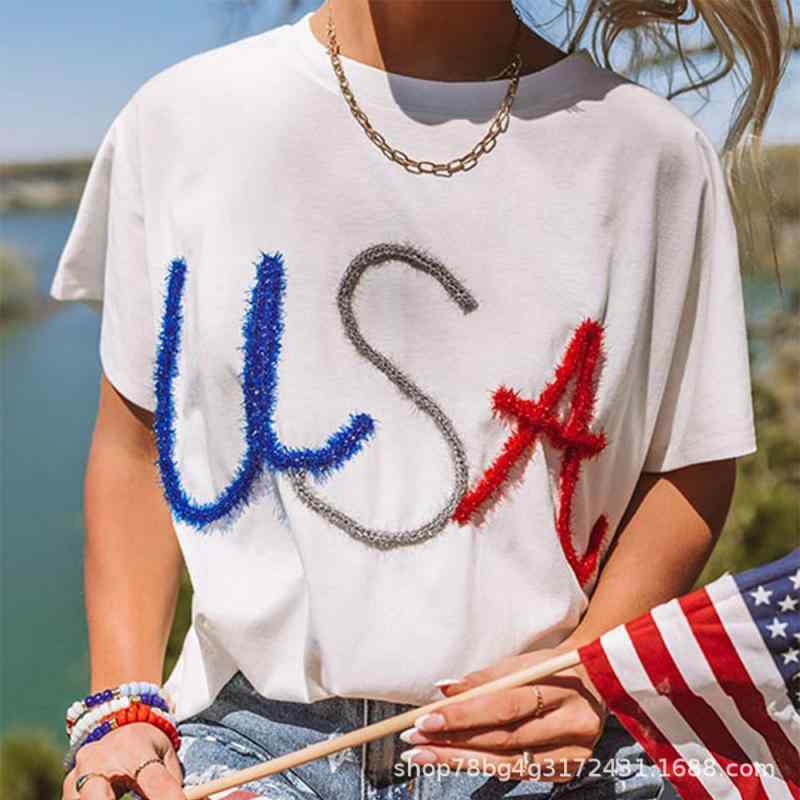Tシャツ レディース 白 刺繍 クルーネック ルーズ カジュアル ゆったり トップス 普段使い コットン風 軽量 伸縮性