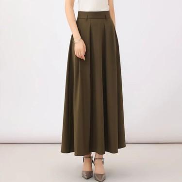 スカート レディース ハイウエスト Aライン ロング丈 修身 スリムフィット 体型カバー 普段使い 軽量 伸縮性 切り替えデザイン