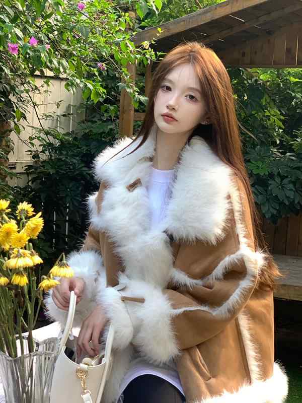コート 女性用 秋冬 厚手 フェイクファー 狐毛風 パーカーコート ファーリーカラー ロングアウター 暖か 軽量 スタイリッシュ ブラック ブラウン グレー