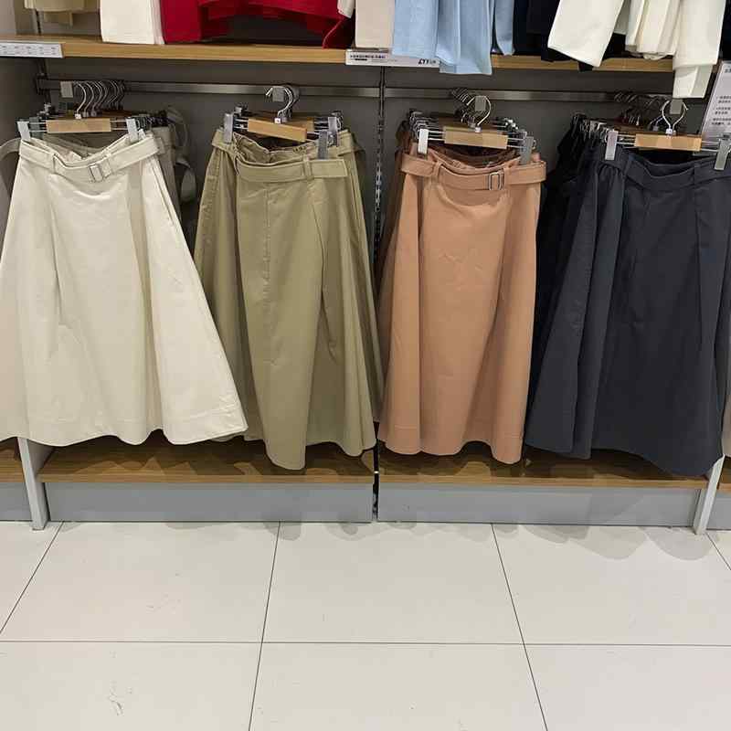 スカート レディース ゆったり Aライン ミドル丈 フレア 無地 春夏 万能 普段使い カジュアル