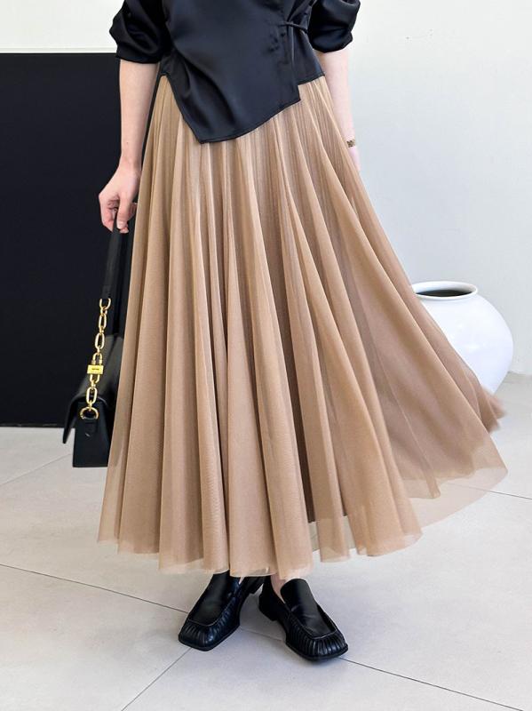 レディース スカート ハイウエスト 中長丈 シフォン 素材 高級感 ドレープ スリム 女性用 フェミニン 軽やか 普段使い 通勤