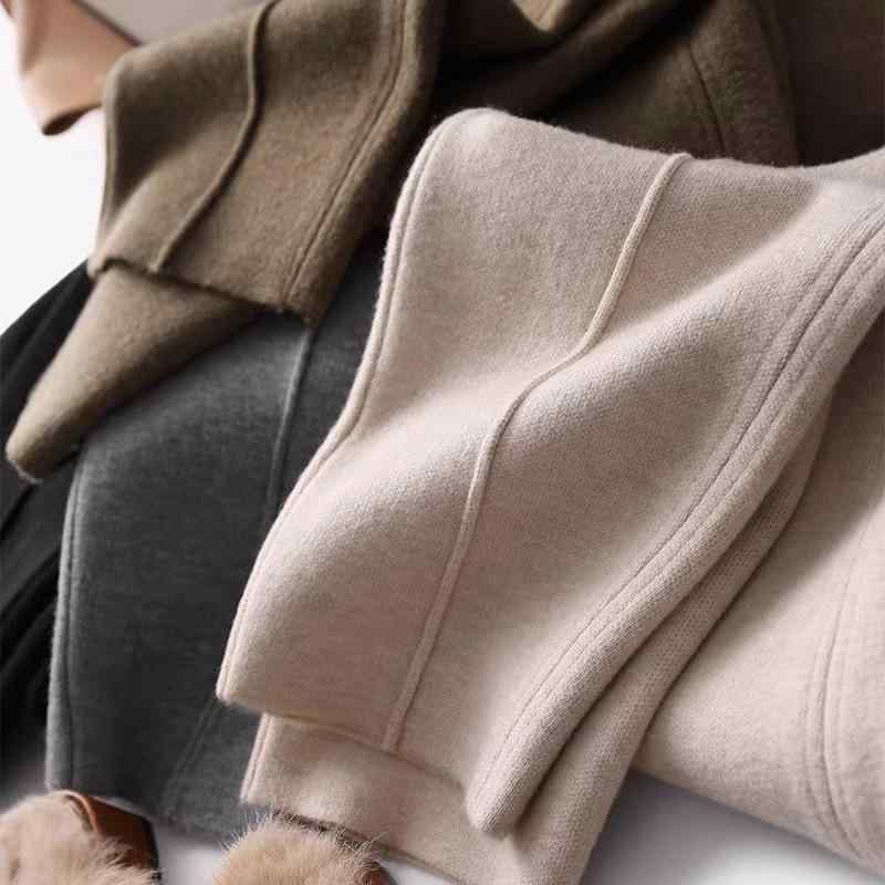 ニットパンツ レディース 秋冬 ハイウエスト テーパード 9分丈 厚手 細見え 伸縮性 暖か 保温性 スリムシルエット カジュアル デイリー