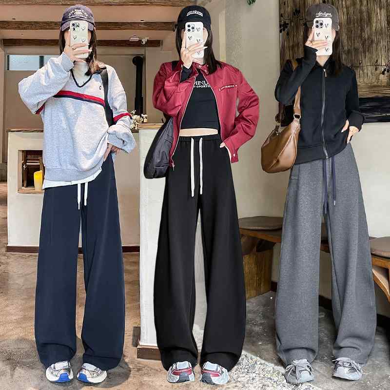 レディース ワイドレッグ スウェットパンツ アメリカン カジュアル スタイルアップ デコンストラクション ドレープ感 美しいシルエット スポーツ 普段使い ストレッチ コットン混 ゆったりフィット