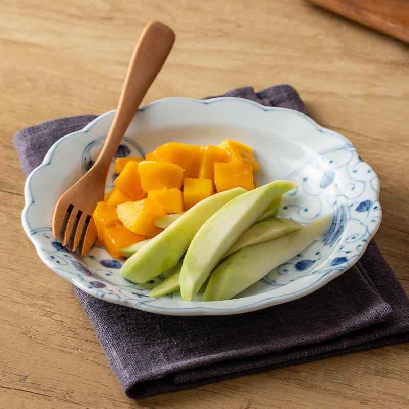 陶器皿 和風 釉下彩 花縁 温菜用 食器 日常使い 耐久性 美しい模様 家庭用 藍色調 シンプルデザイン｜日用雑貨　RISE店
