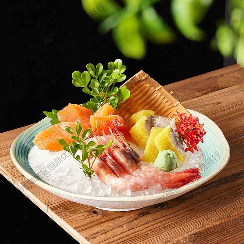 刺身皿 瀬戸もの レトロ 海鮮 盛り合わせ 創作的 ひな形 風 和食 秋味 大碗 食器 一皿 身寄り用 耐久 つら構え