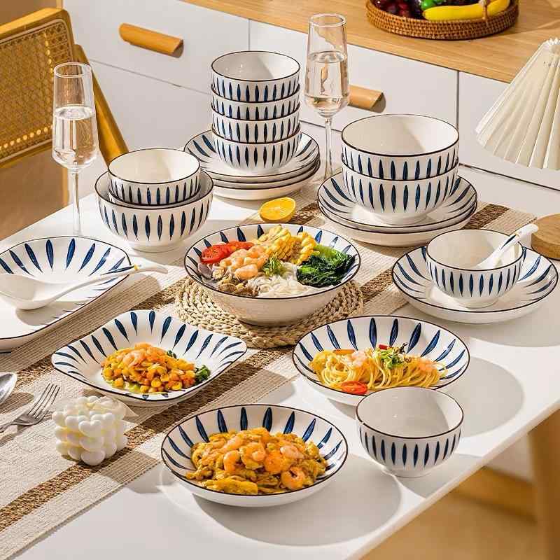 食器仕掛ける 分かりやすい 和風 日式 瀬戸もの どんぶり鉢 皿 上げ米碗 麺碗 吸いもの碗 草片皿 身寄り用 日常使い走り 組みあわせ 耐久性 研ぎあげる青写真