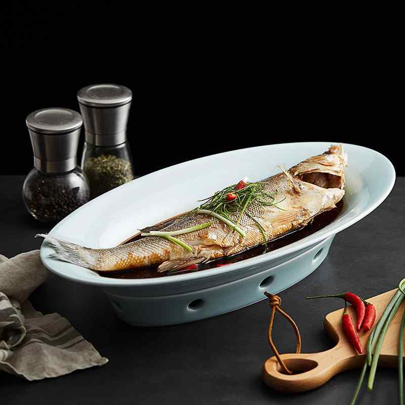 中華風 瀬戸もの 陶芸 食器 大型 魚型 皿 一皿 ろうそく 暖める 保温 役立つこと 煖炉 表現スタイル 草片 見せびらかす 泊まり 食べ物屋 用 晩さん会 寄りあい