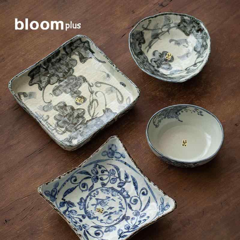 和風 瀬戸もの 深型 お皿 釉下彩 レトロ ルーラル地域表現スタイル フルーツ どんぶり鉢 多役立つこと ディッシュ 陶器 一皿 食器 飾りつけ皿