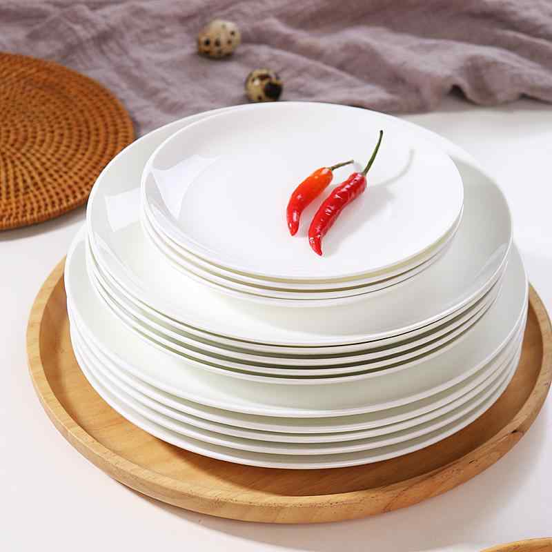 皿 白 ボーンポーセリン 6個仕掛ける 身寄り用 丸型 平皿 瀬戸もの 陶芸 食器 耐久性 日常使い走り 分かりやすい 青写真