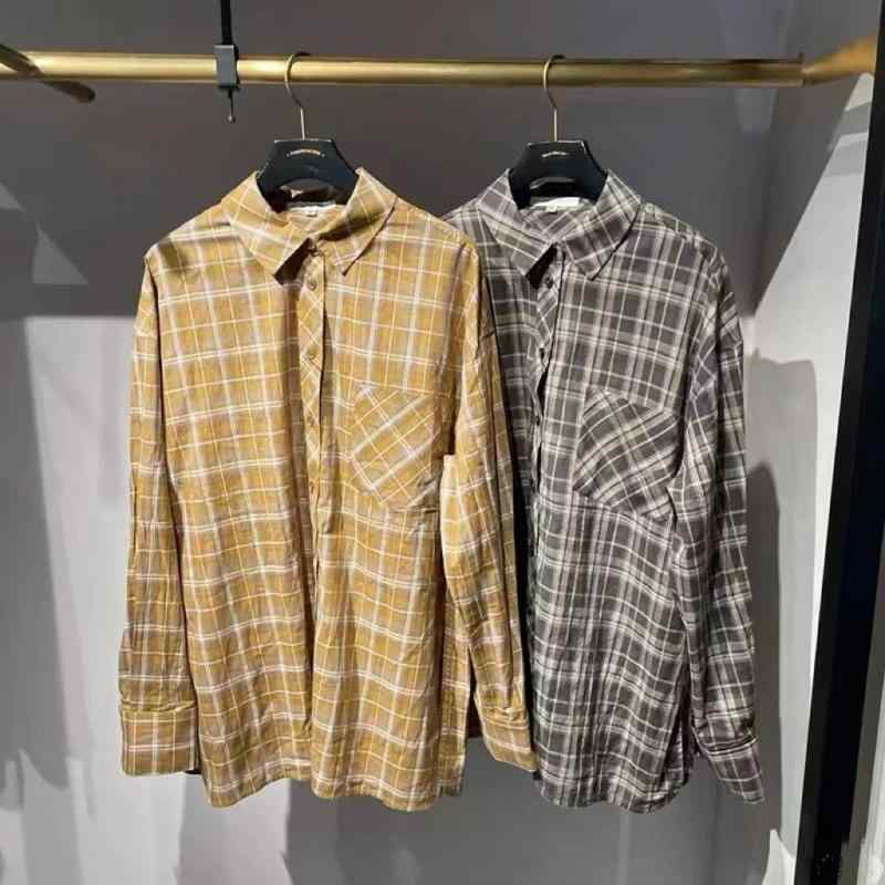 シャツ レディース 夏 長袖 ゆったり レトロ チェック柄 快適 カジュアル トップス ルーズフィット スタイリッシュ