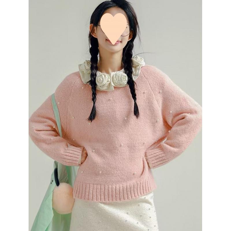 レディース 長袖 シャツ 白 ゆったり デザイン 手作り 立体 装飾 薔薇 モチーフ 個性的 トップス カジュアル スタイル コットン 混 素材 軽量 快適 着用