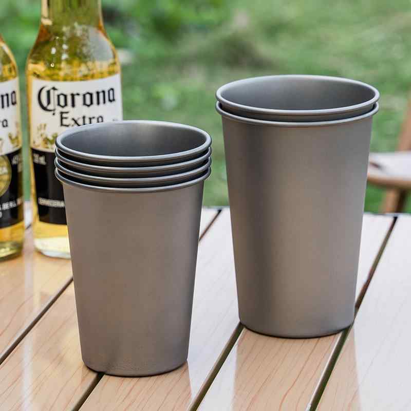 カップ 純チタン ビール グラス 果汁 用 シングルウォール アウトドア キャンプ 耐衝撃 ポータブル 冷飲 水筒 軽量 チタン合金 携帯便利